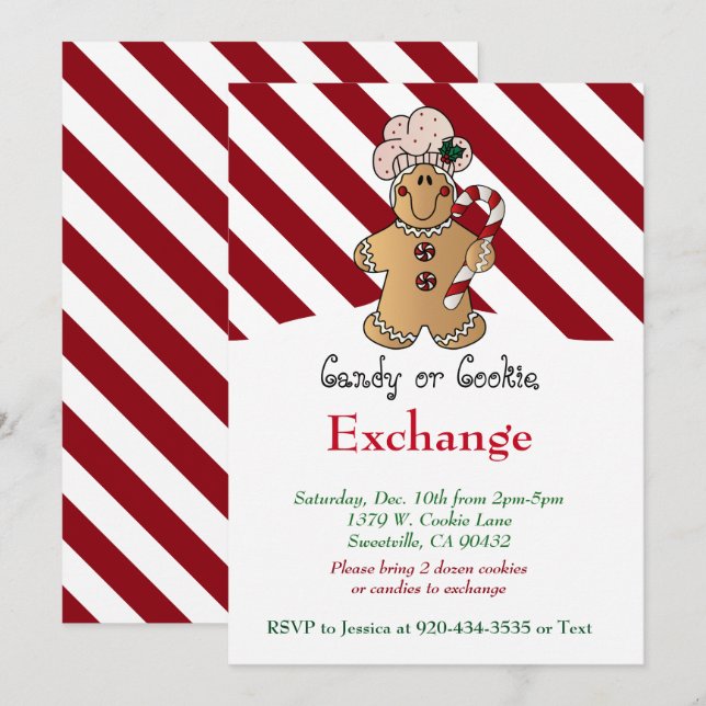 Invitation Sucre de canne pain d'épices Échange de biscuits e (Devant / Derrière)
