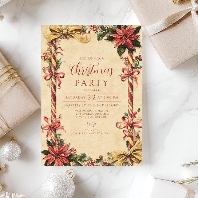 Invitation Sucre de canne Poinsettia Noël (Créateur téléchargé)