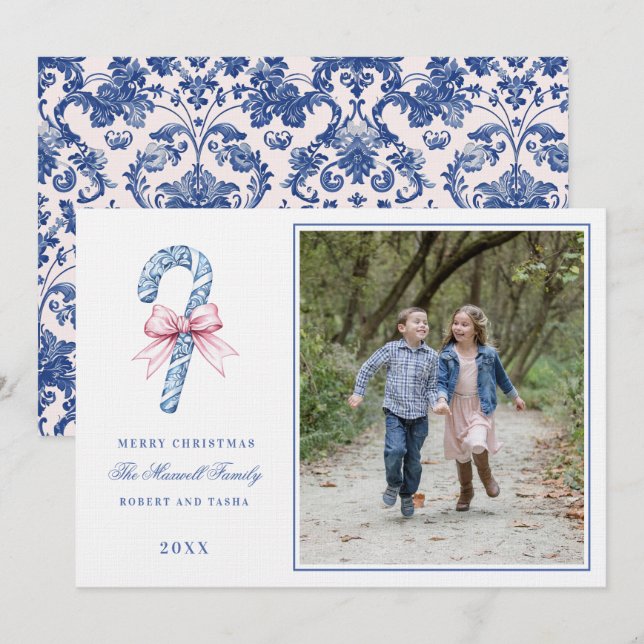 Invitation Sucre de canne rose et bleu (Devant / Derrière)