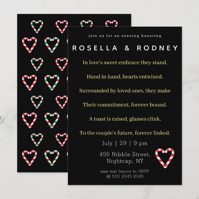 Invitation Sucre de canne Valentine Engagement Party Invitati (Devant / Derrière)