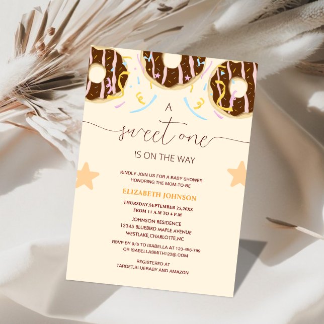 Invitation sucré est sur le chemin du baby shower beigne (Créateur téléchargé)