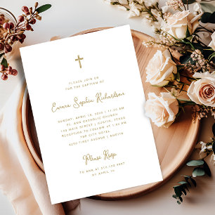 Invitation Sucré et capricieux   Baptême de couleur or simple