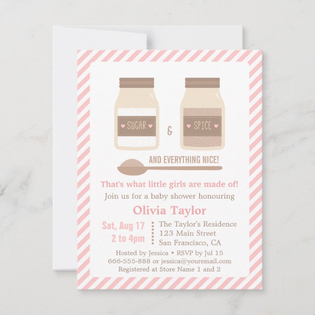 Invitation Sucre et épice et tout Nice baby shower (Devant)