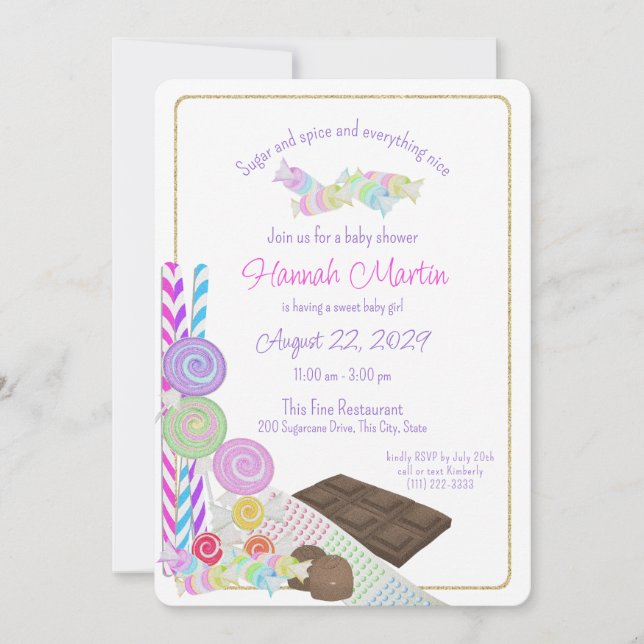 Invitation Sucre et épices Sucre Baby shower sucré (Devant)