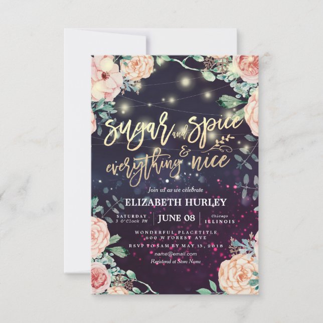 Invitation Sucre Floral & Épices & Tout Nice Baby shower (Devant)