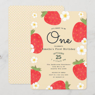 Invitation Sucré fraise pour être un 1er anniversaire Invitat
