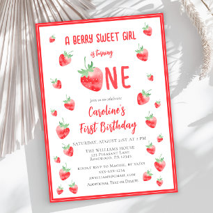 Invitation Sucre fraise Premier anniversaire