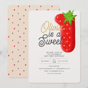 Invitation Sucre fraise un premier anniversaire
