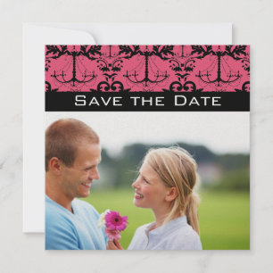 Invitation Sucré framboise et lustre noir Enregistrer la date