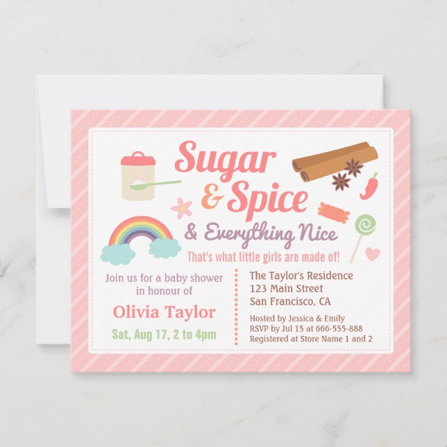 Invitation Sucre mignon et épice Baby Girl Douche (Devant)