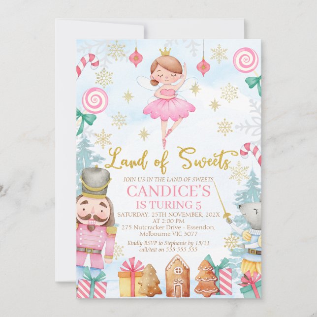 Invitation Sucre Plum Fairy Nutcracker Terre de Sweet Anniver (Devant)