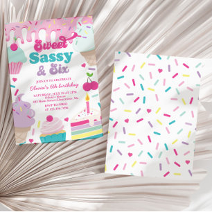 Invitation Sucré Sassy et Six Glace et Gâteau Anniversaire