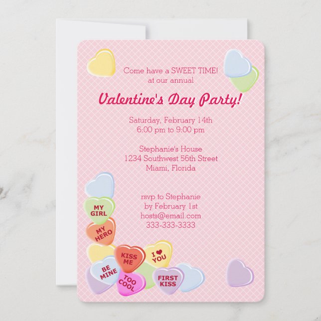 Invitation Sucrerie de Valentines d'amoureux (Devant)