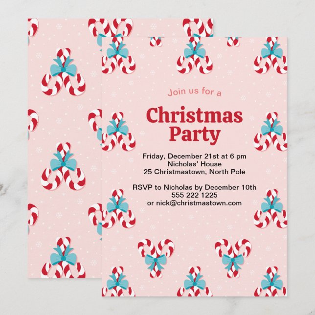 Invitation Sucres de canne doux et vaches Noël (Devant / Derrière)