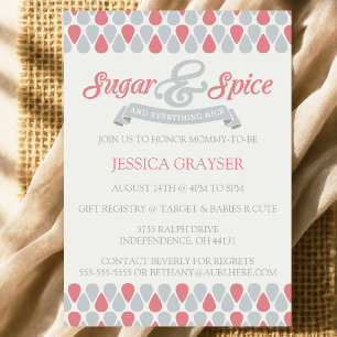 Invitation SUEET Sucre et Baby shower d'épices