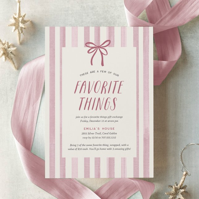 Invitation Sugar Plum Stripe Holiday Favorite Things Party (Créateur téléchargé)