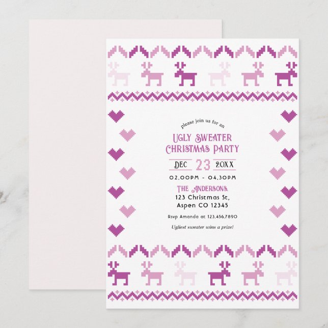 Invitation Sugarplum & Snow Knit Ugly Sweet Christmas Party (Devant / Derrière)