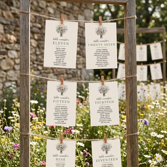 Invitation Suite de mariage aux fleurs sauvages Tableau de si (Créateur téléchargé)