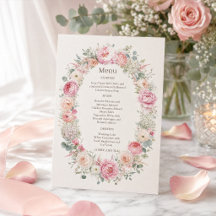 Suite de menu de mariage floral blush romantique