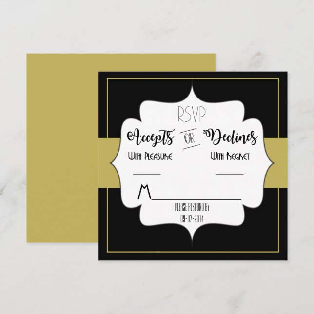 Invitation Suite de réception de mariage Gatsby Gold RSVP (Devant / Derrière)