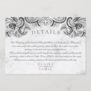 Invitation Suite d'invitation Rose rustique noir et blanc,