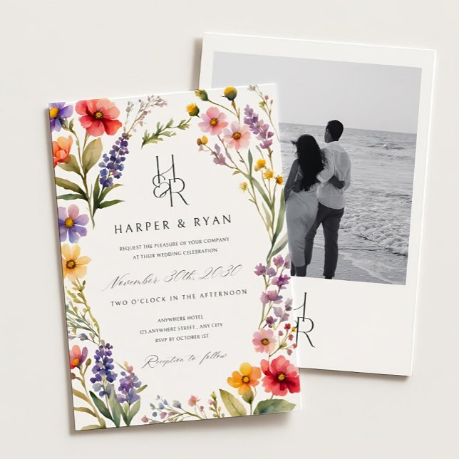 Invitation Suite Fleur sauvage rose, Jardin Nous (Créateur téléchargé)