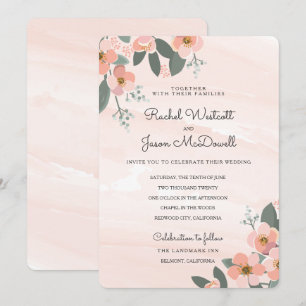Invitation Suite Mariage Floral Blush   Lavage aquarelle