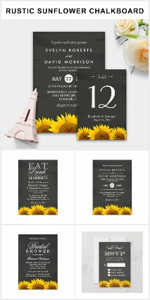 Invitation Suite: Rustic Sunflowers Chalkboard