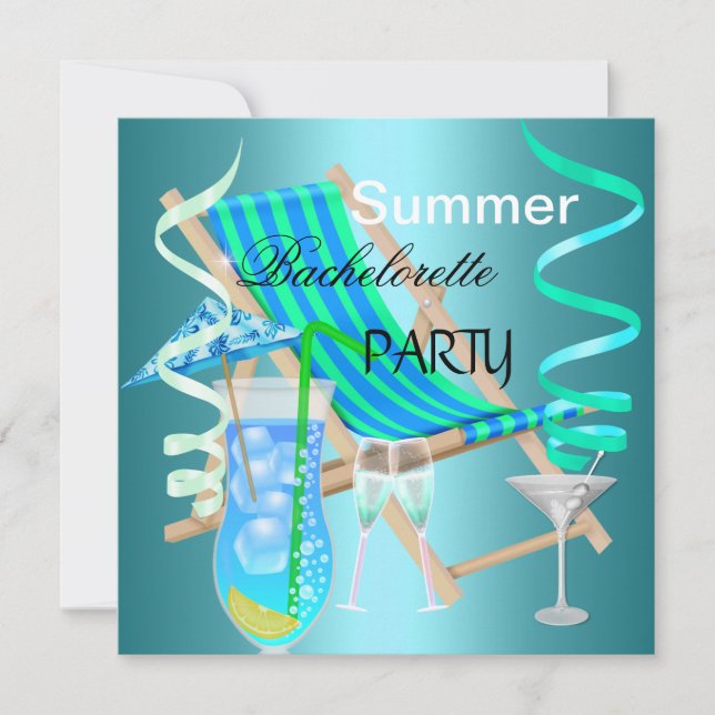 Invitation Summer Bachelorette Party Turquoise Blue Cool Bois (Devant)
