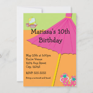 Invitation Summer Beach Amusement Anniversaire Fête Invitatio