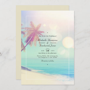 Invitation Summer Beach Bokeh QR Code RSVP Mariage