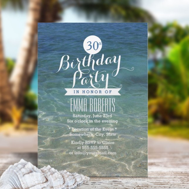 Invitation Summer Beach Clean Sand & Sea 30e fête d'anniversa (Créateur téléchargé)