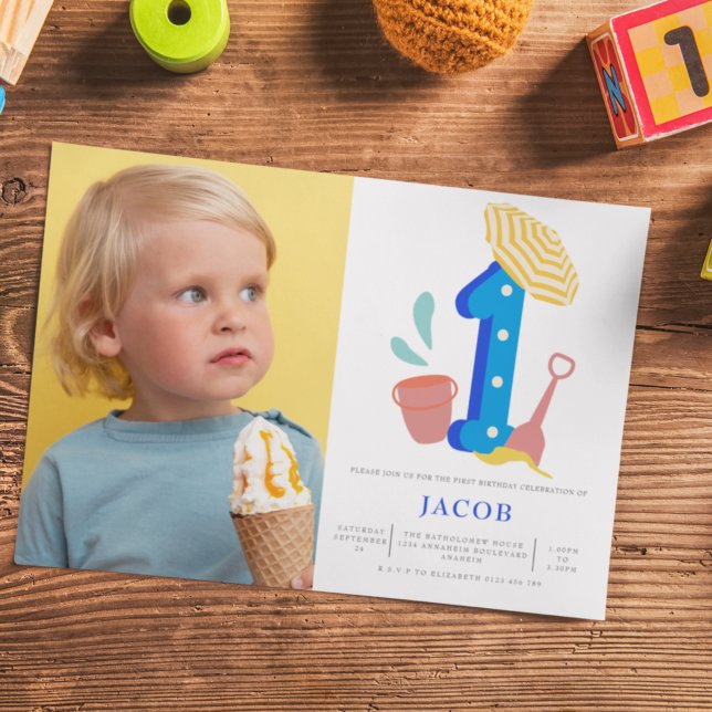 Invitation Summer Beach Girls 1st Birthday Photo (Créateur téléchargé)