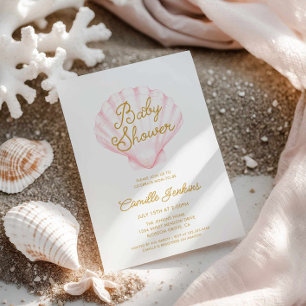 Invitation Summer Beach Shell Baby shower fille