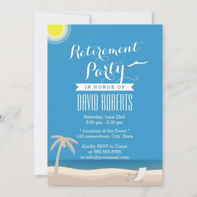 Invitation Summer Beach Thème de la fête de retraite Invitati (Devant)