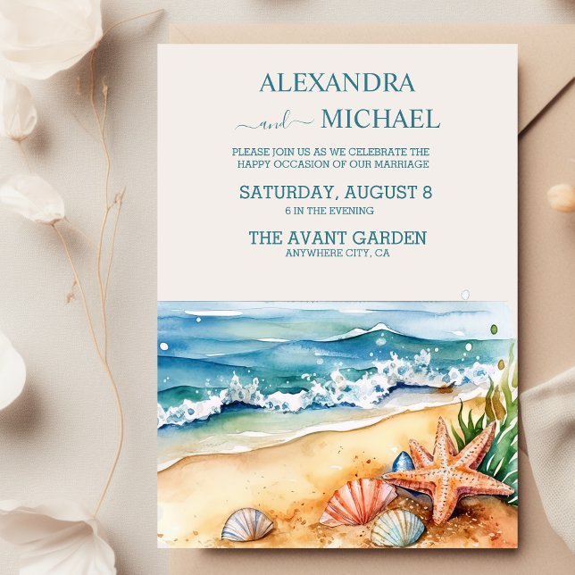 Invitation Summer Blue Beach Wedding (Créateur téléchargé)