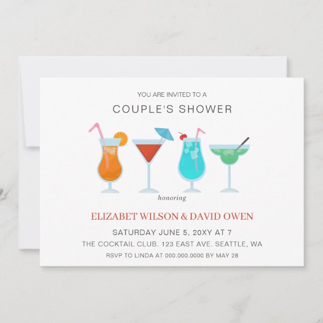 Invitation Summer Cocktail Party Couple's Shower (Devant)