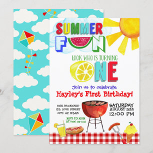 Invitation Summer Fun regarde qui tourne une fête