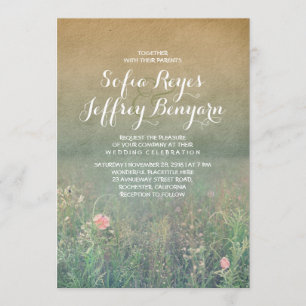 Invitation Summer Meadow Élégant et Mariage rêvé
