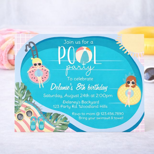 Invitation Summer Pool Party Birthday | Pool Party  (Créateur téléchargé)