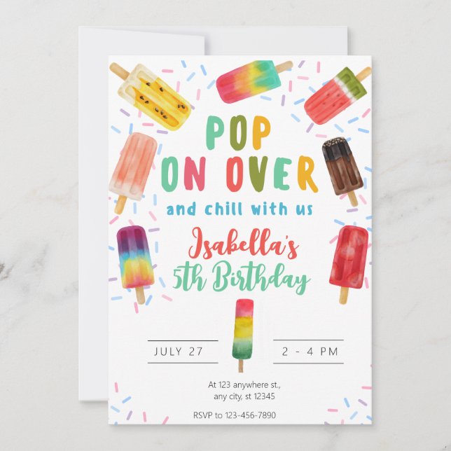 Invitation Summer pop crème glaces fête anniversaire (Devant)