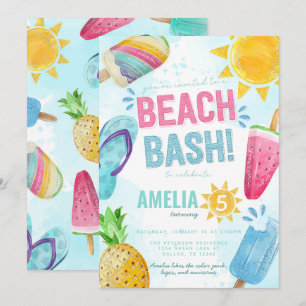 Invitation Summer Popsicle Beach Bash Anniversaire