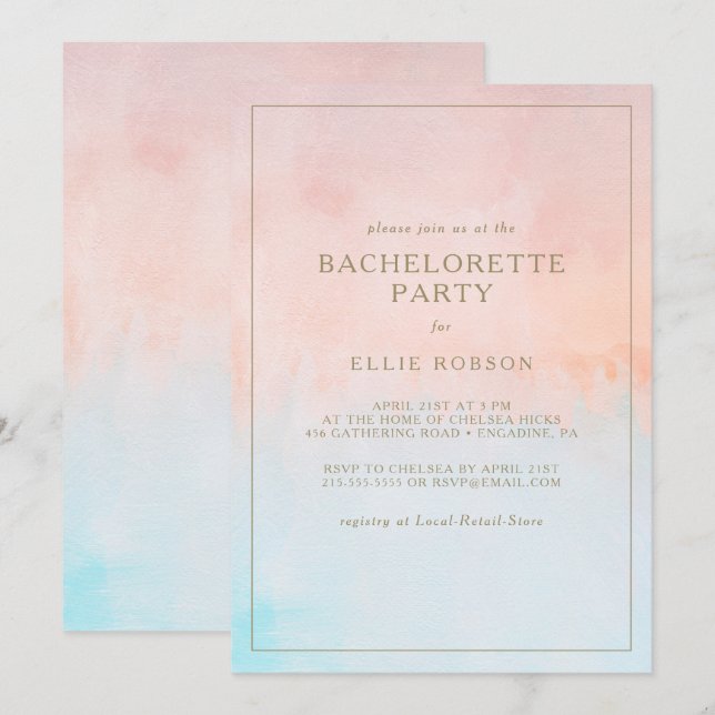 Invitation Summer Sunset Watercolor Bachelorte (Devant / Derrière)