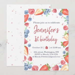 Invitation Summer Sweet Berry fraise 1er anniversaire