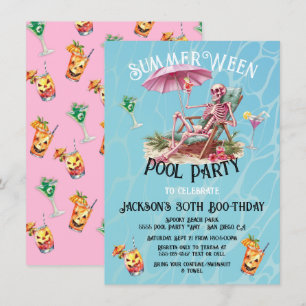 Invitation Summer Ween Halloween Beach Skeleton