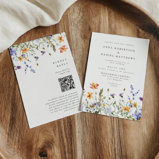 Invitation Summer Wildflower Garden QR Code Wedding (Créateur téléchargé)