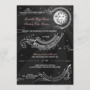 Invitation Sun et amour de lune - mariage de Classique-cru