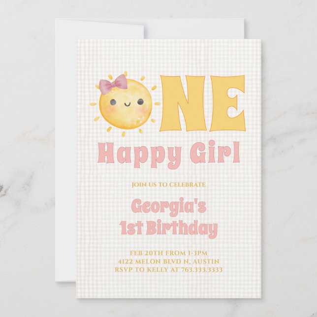 Invitation Sun Girl 1er anniversaire (Devant)