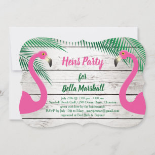 Invitation Sun Kissed Flamant rose Hens Party