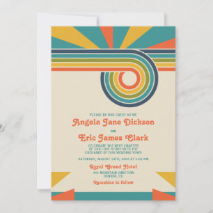 Invitation Sunburst Love 'les années 70 Mariage rétro inspiré